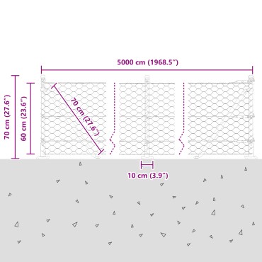 vidaXL Φράχτης Εξάγωνος Γκρι 0,6x50 m Χάλυβας