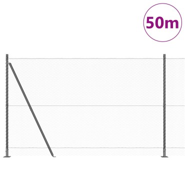 vidaXL Γκρι Εξάγωνο Φράχτη 1.4x50 μ Χάλυβας