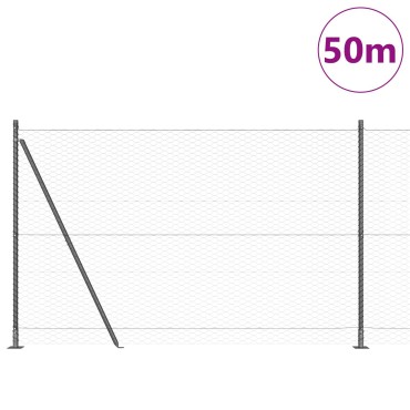 vidaXL Εξαγωνικός Φράκτης Γκρι 1.4x50 μ Χάλυβας