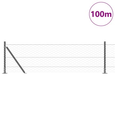 vidaXL Εξαγωνικός Φράκτης Γκρι 0.6x100 μ Χάλυβας