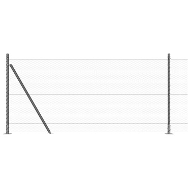 Φράκτης Hexagon vidaXL Γκρι 1x100 μ Χάλυβας, Στήλες Φράχτη vidaXL με Βάσες 13 τμχ 32mm 110cm Γαλβανισμένος Χάλυβας