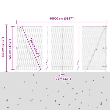 vidaXL Περίφραξη Γκρι 1.2x100 μ Χάλυβας