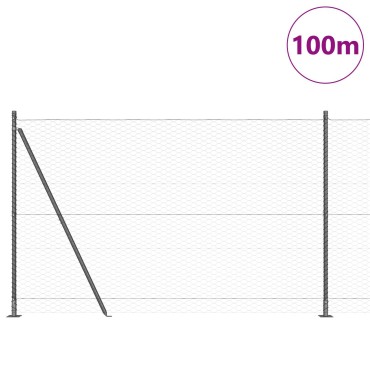 vidaXL Εξάγωνος Φράχτης Γκρι 1.5x100 μ Ατσάλι