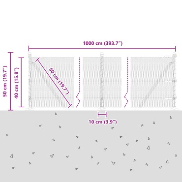vidaXL Εξάγωνος Φράχτης 0.4x10 μ Γαλβανισμένο Ατσάλι