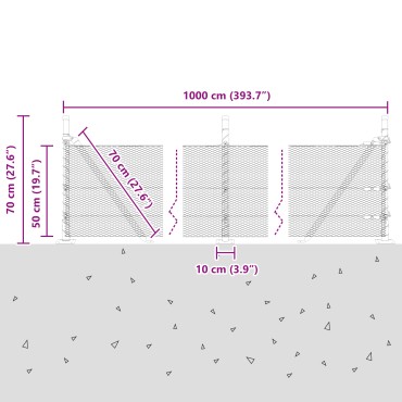 vidaXL Εξάγωνη ΦENCE 0.5x10 μ Γαλβανισμένος Χάλυβας
