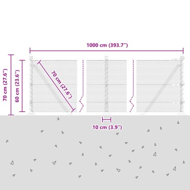 vidaXL Φράχτης Εξάγωνο 0.6x10 μ Γαλβανισμένο Ατσάλι