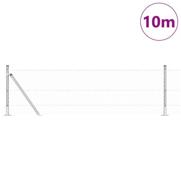Hexagon Fence 0.6x10 μ Γαλβανισμένος Χάλυβας, Φράκτες vidaXL με Βάσεις 7 τεμάχια 32mm 70cm Γαλβανισμένος Χάλυβας