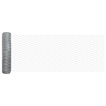 Hexagon Fence 0.6x10 μ Γαλβανισμένος Χάλυβας, Φράκτες vidaXL με Βάσεις 7 τεμάχια 32mm 70cm Γαλβανισμένος Χάλυβας