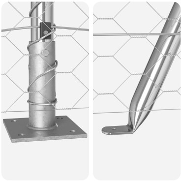Hexagon Fence 0.6x10 μ Γαλβανισμένος Χάλυβας, Φράκτες vidaXL με Βάσεις 7 τεμάχια 32mm 70cm Γαλβανισμένος Χάλυβας