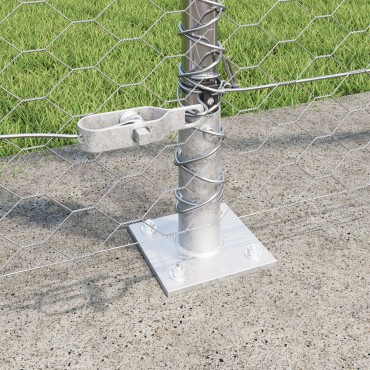vidaXL Hexagon Fence 1.4x10 μ Γαλβανισμένος χάλυβας, Στηλοί vidaXL με βάσεις 7 τεμ 32mm 78.5cm Γαλβανισμένος χάλυβας