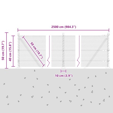 vidaXL Εξαγωνικός Φράχτης 0.4x25 μ Γαλβανισμένος Χάλυβας