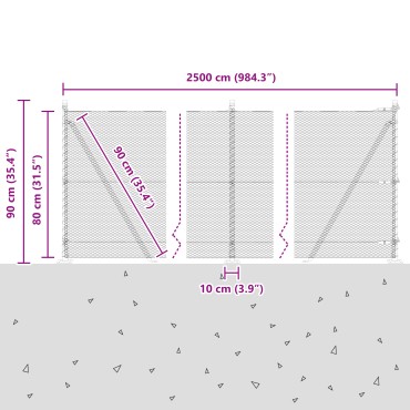 vidaXL Πολυγώνια Περιφράξη 0,8x25 μ Γαλβανισμένος Χάλυβας