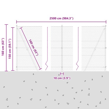 vidaXL Σετ φράκτη Σετ 2 Γαλβανισμένος χάλυβας 25x1.5 μ Ανθεκτικό
