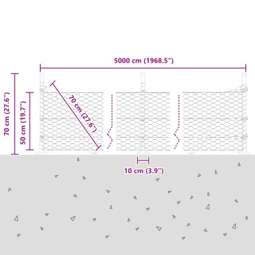 vidaXL Εξαγωνική Περίφραξη 0.5x50 μ Γαλβανισμένο Ατσάλι