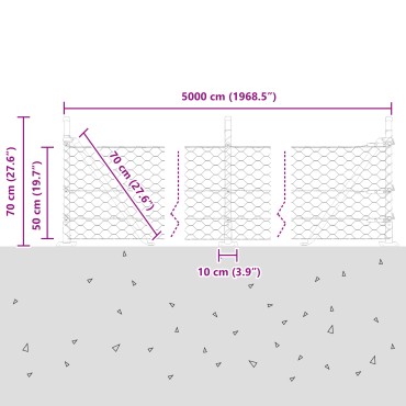 vidaXL Hexagon Φράχτης 0.5x50 μ Γαλβανισμένο Ατσάλι