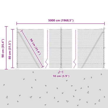 vidaXL Hexagon Fence 0,8x50 μ Γαλβανισμένος Χάλυβας