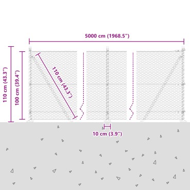 vidaXL Εξάγωνος Φράκτης 1x50 μ Γαλβανισμένος Χάλυβας