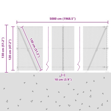 vidaXL Hexagon Fence 1.2x50 μ Γαλβανισμένος Χάλυβας