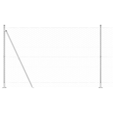 Περίφραξη Hexagon vidaXL 1.4x50 μ Γαλβανισμένος Χάλυβας, Στήλες Περίφραξης vidaXL με Βάσεις 13 τμχ 32mm 78.5cm Γαλβανισμένος Χάλυβας