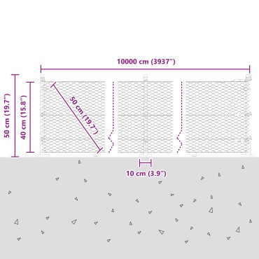 vidaXL Φράκτης Εξάγωνος 0.4x100 μ Γαλβανισμένο Ατσάλι