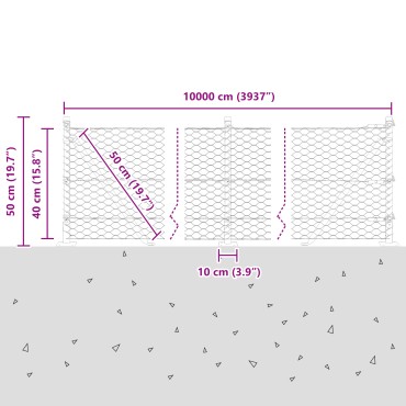 vidaXL Φράκτης Έξιγωνο 0.4x100 μ Γαλβανισμένος Ατσάλι