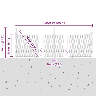 vidaXL Εξάγωνος Φράχτης 0.5x100 μ Γαλβανισμένος Χάλυβας