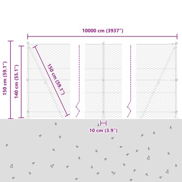 vidaXL Hexagon Fence 1.4x100 m Γαλβανισμένος Χάλυβας