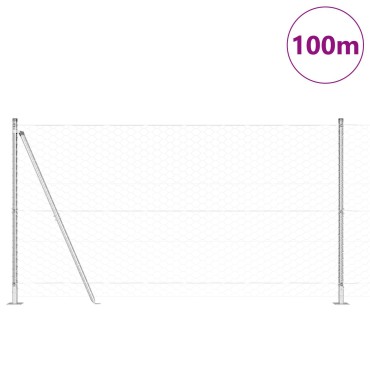 vidaXL Εξαγωνικός Φράκτης 1.5x100 μ Γαλβανισμένος Χάλυβας