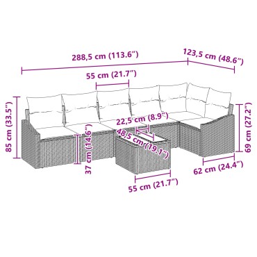 vidaXL ΣΕΤ ΕΞΩΤΕΡΙΚΗΣ ΣΥΝΑΝΤΗΣΗΣ 7 ΤΜΧ ΜΕ ΜΑΞΙΛΑΡΙΑ ΓΚΡΙ ΠΟΛΥ ΡΑΤΑΝ