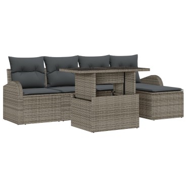 vidaXL Σετ Καναπέ Κήπου 6 τεμ. Γκρι Πολυ ράταν 100x55x73cm  Γωνιακός