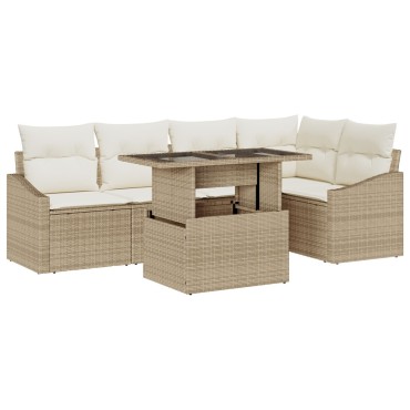 vidaXL Σετ Καναπέ Κήπου 6 τεμ. Μπεζ και Κρέμα 100x55x73cm  Γωνιακός