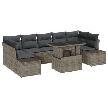 vidaXL Σετ Καναπέ Κήπου 8 τεμ. Γκρι 100×55×44/73cm  Γωνιακός