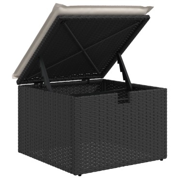 vidaXL Σετ κήπου 8 κομματιών με μαξιλάρια Black Poly Rattan