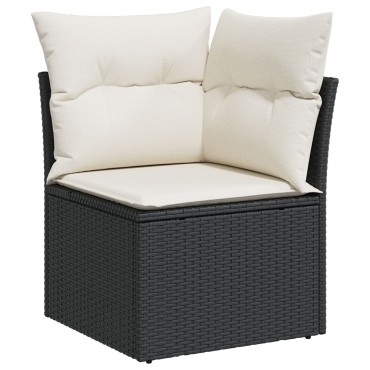 vidaXL Σετ κήπου 8 κομματιών με μαξιλάρια Black Poly Rattan