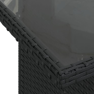vidaXL Σετ κήπου 8 κομματιών με μαξιλάρια Black Poly Rattan