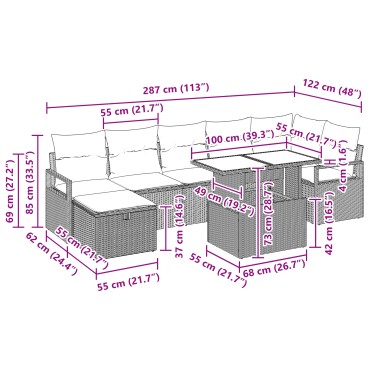 vidaXL Σετ Καναπέ Κήπου Σετ 4 Ανοιχτό γκρι Ρατάν Μεγάλο Αρθρωτό