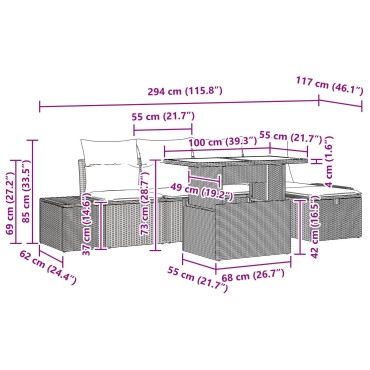 vidaXL Σετ Κήπου 6 τεμ. με Γκρι Πολυ Ράτανα 0</li><li>Ύψος επιφάνειας: 5cm  Γωνιακός
