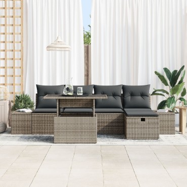 vidaXL Σετ Κήπου 6 τεμ. με Γκρι Πολυ Ράτανα 0</li><li>Ύψος επιφάνειας: 5cm  Γωνιακός