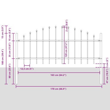 Φράχτης Κήπου vidaXL με Τελείωμα Χούπ Γκρι 6,8x0,75 μ Χάλυβας