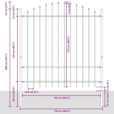 vidaXL Φράχτης Κήπου WOERDEN 6 τμχ. 170x215cm Γκρι