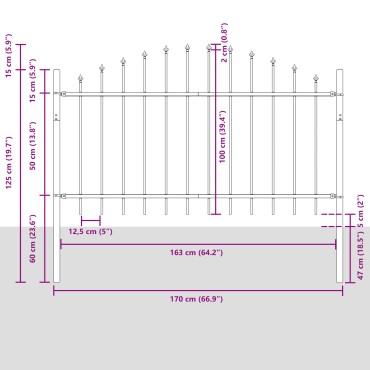 Fence Κήπου vidaXL με Θόλο Λευκό 5,1x1 μ Χάλυβας