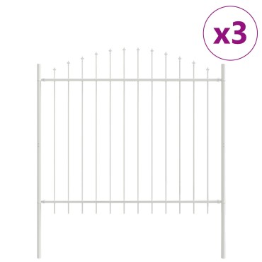 vidaXL Φράχτης Κήπου με Καπέλο Λευκό 5,1x1,5 μ Χάλυβας