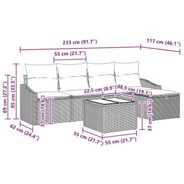 vidaXL Σετ Καναπέ 6 κομματιών με Μαξιλάρια Ανοιχτό Γκρι Πολυρατάν