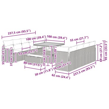 vidaXL 11 κομμάτι σετ καναπέ κήπου με μαξιλάρια μπεζ πολυ ρατάν ακακία