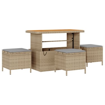 vidaXL 13 Piece Garden Sofa Set with Cushions Beige Poly Rattan Acacia
