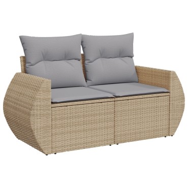 vidaXL 13 Piece Garden Sofa Set with Cushions Beige Poly Rattan Acacia