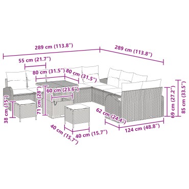 vidaXL σετ 13 κομμάτιων για τον κήπο με μαξιλάρες Μπεζ Πολυ Ρατάν Ακακία