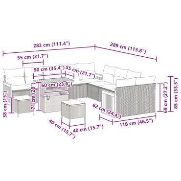 vidaXL Σετ Καναπέ Κήπου 13 Τεμαχίων με Μαξιλάρια Μαύρο Πολυ Ράταν