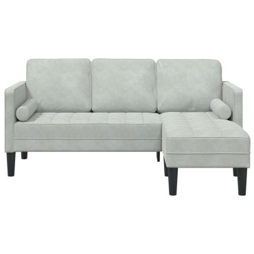 vidaXL Καναπές 3 Θέσεων με Chaise L-σχήματος Ανοιχτό Γκρι Βελούδο