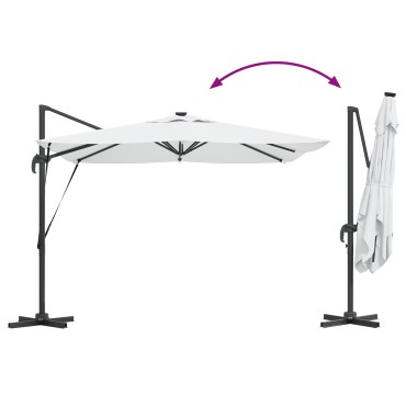 vidaXL Ομπρέλα Roma με LEDs Άμμος 286x285x270 εκ. Αλουμίνιο